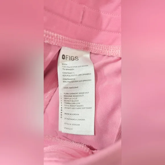 Figs Pink Jogger Bottoms with Hot Pink Drawstrings - Picture 3 of 7